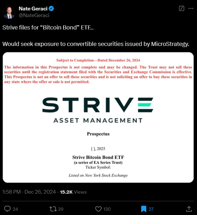Связанная с Трампом компания Strive подает документы на ETF «Bitcoin Bond»