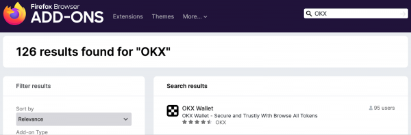 
                    Биржа OKX предупредила о поддельном расширении для браузера Firefox                