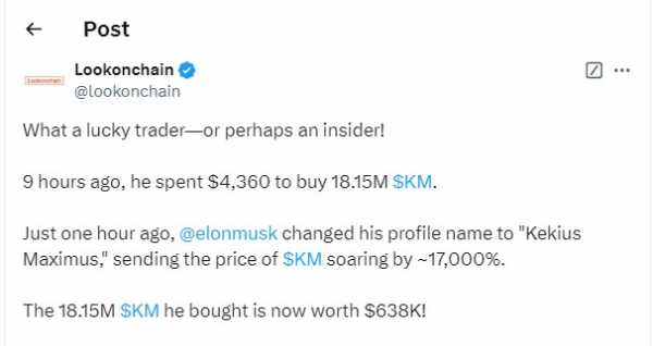 
                    Трейдер заработал на новом никнейме Илона Маска $634 000                
