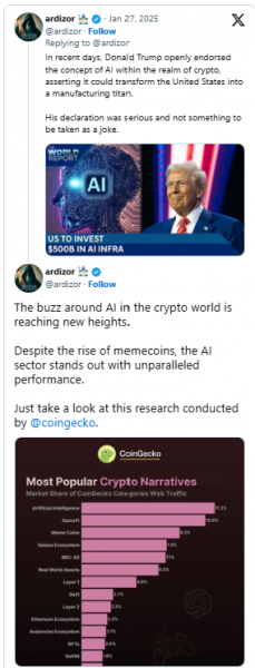 7 перспективных AI-мемкоинов к которым стоит присмотреться после поддержки Трампа