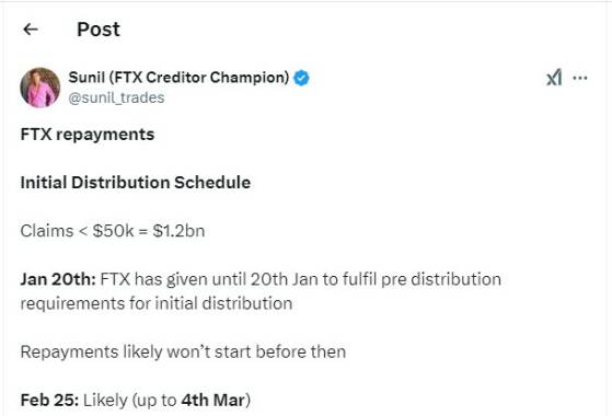 Биржа FTX может начать выплаты кредиторам уже в феврале 2025 года