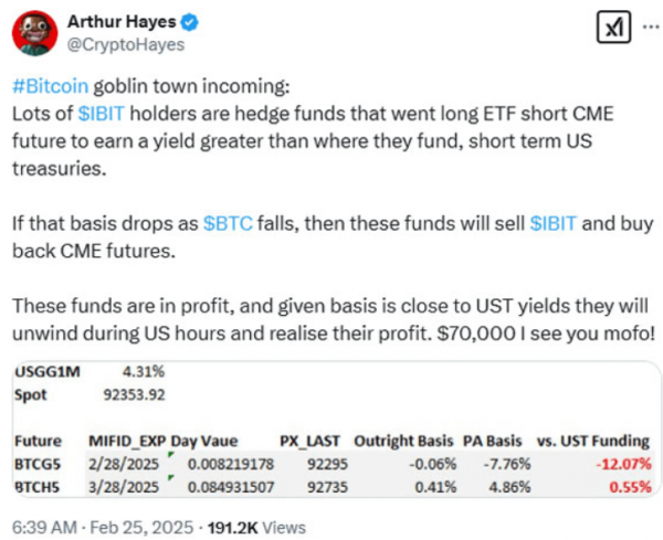 
                    Учредитель BitMEX Артур Хейс считает, что биткоин может упасть до $70,000                