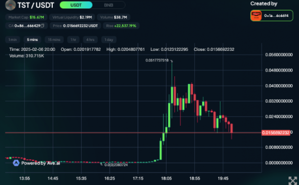 
                    Чанпен Чжао пропампил тестовый токен TST в BNB Chain на 22 500%                