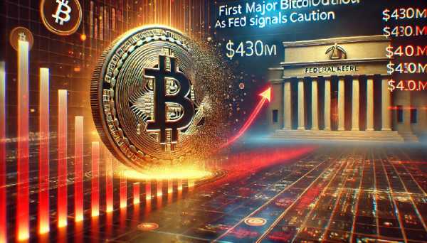 Первый крупный отток биткоина за 5 месяцев: $430 млн уходят, поскольку ФРС сигнализирует об осторожности