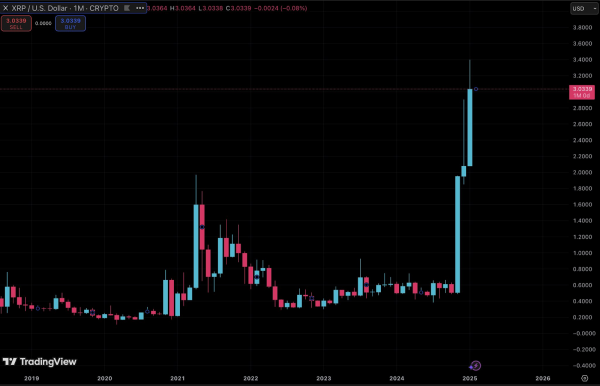 XRP установил рекорд по росту курса цены в течении 1 месяца.