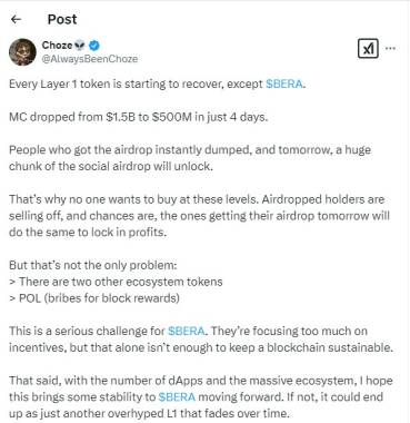 
                    Аналитики объяснили падение нативной монеты проекта Berachain (BERA)                