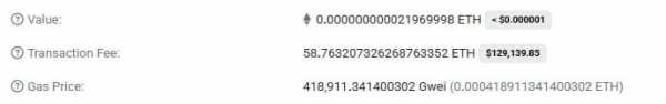 Неизвестный заплатил более $129 000 за перевод Ethereum