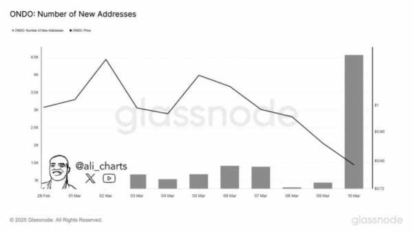 Число адресов ONDO за день выросло на 400%
