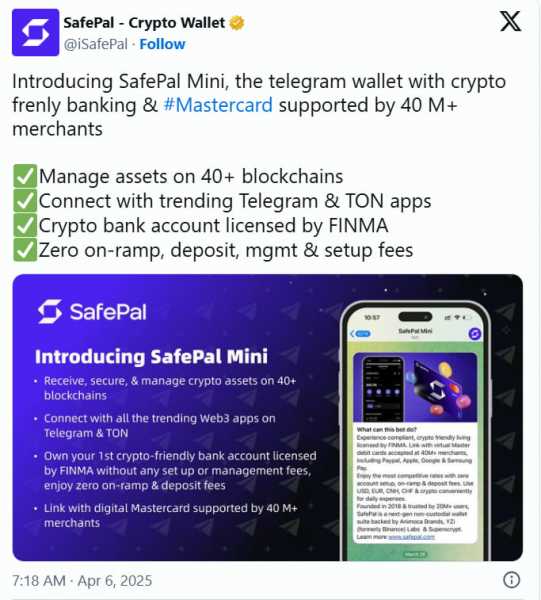 SafePal запускает криптокошелек в Telegram и усиливает защиту своих устройств