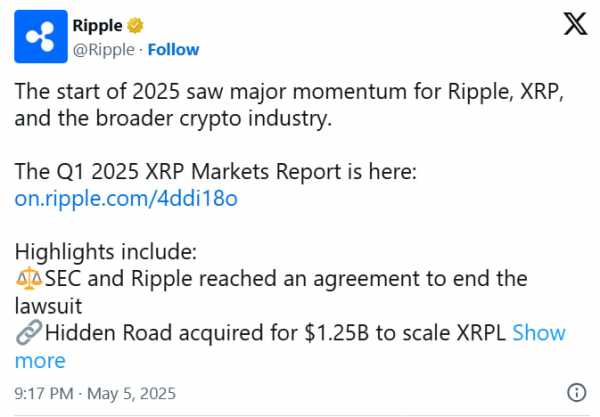 Ripple наращивает активы: XRP достиг $98,6 млрд на фоне новых приобретений