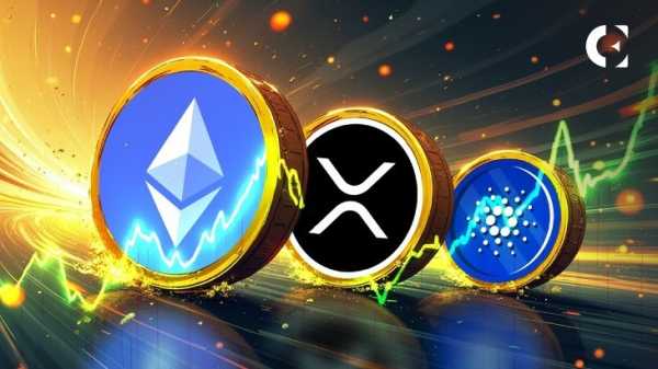 ETH тестирует линию тренда; оценка риска XRP низкая для ралли $5-$8, ADA нацеливается на прорыв $1,15