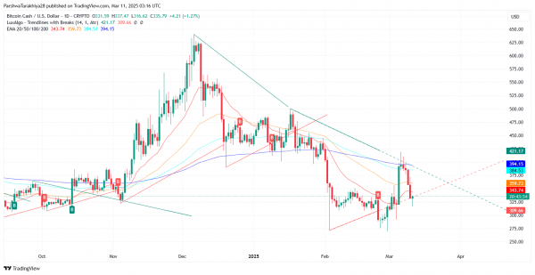 Прогноз цены Bitcoin Cash (BCH) на 2025-2030 годы: перспективы на будущее, потенциал роста и рыночные тенденции