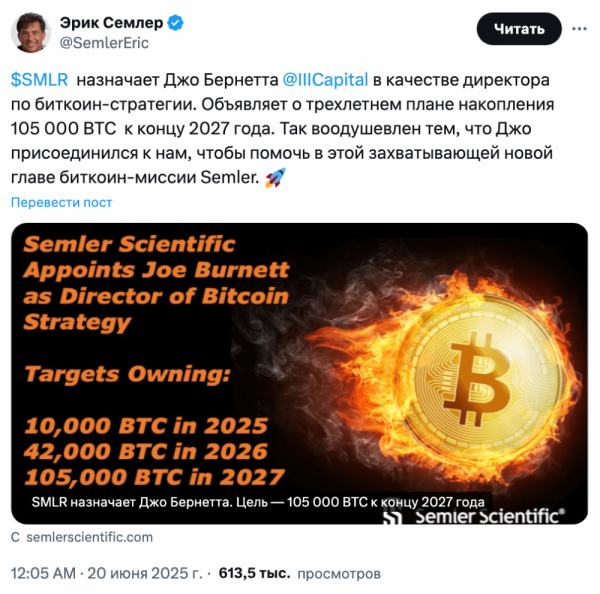 Эрик Семлер: «Биткоин в посттрамповском мире беспокоит руководителей хедж-фондов»