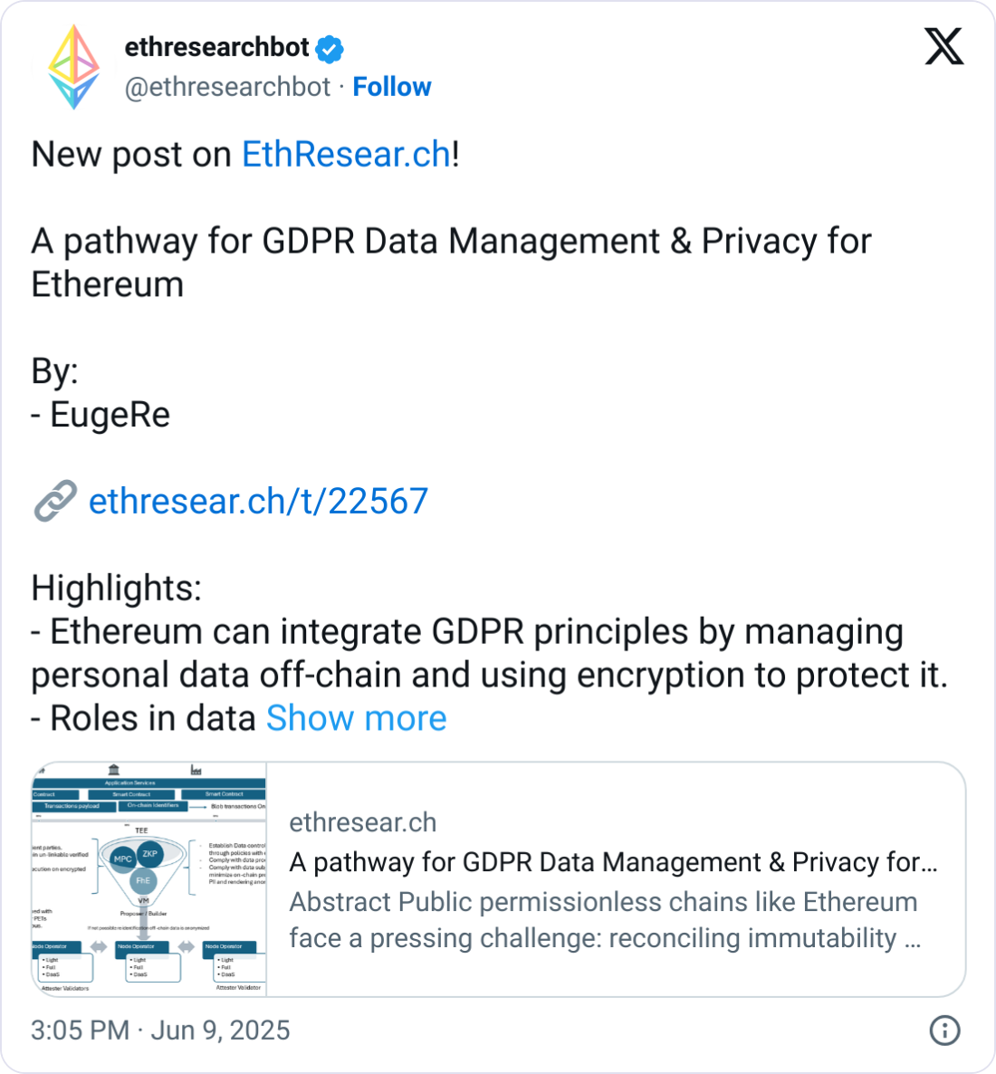 План конфиденциальности Ethereum предлагает дизайн блокчейна, совместимый с GDPR ЕС