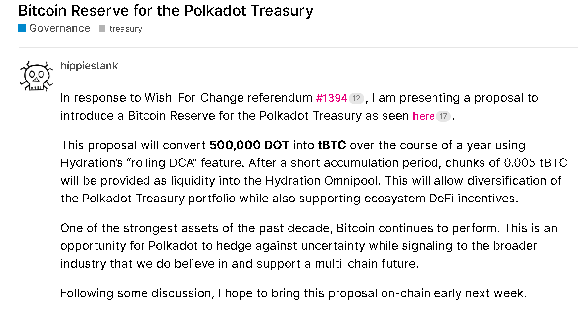 Сообщество Polkadot спорит из-за продажи 500 тыс DOT для резерва биткоинов