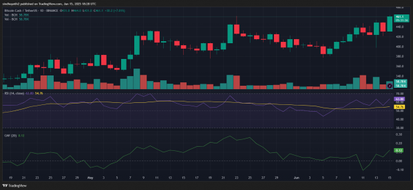 Bitcoin Cash (BCH) готовится к прорыву, цена достигла 460 долларов