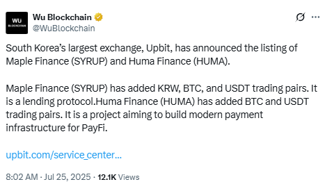 SYRUP подскочил на 33% после листинга на Upbit. Прорыв к $0,75 только начинается?