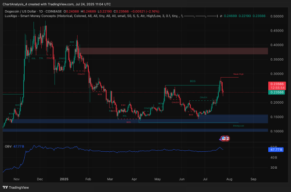 Прогноз цены Dogecoin (DOGE) на 25 июля