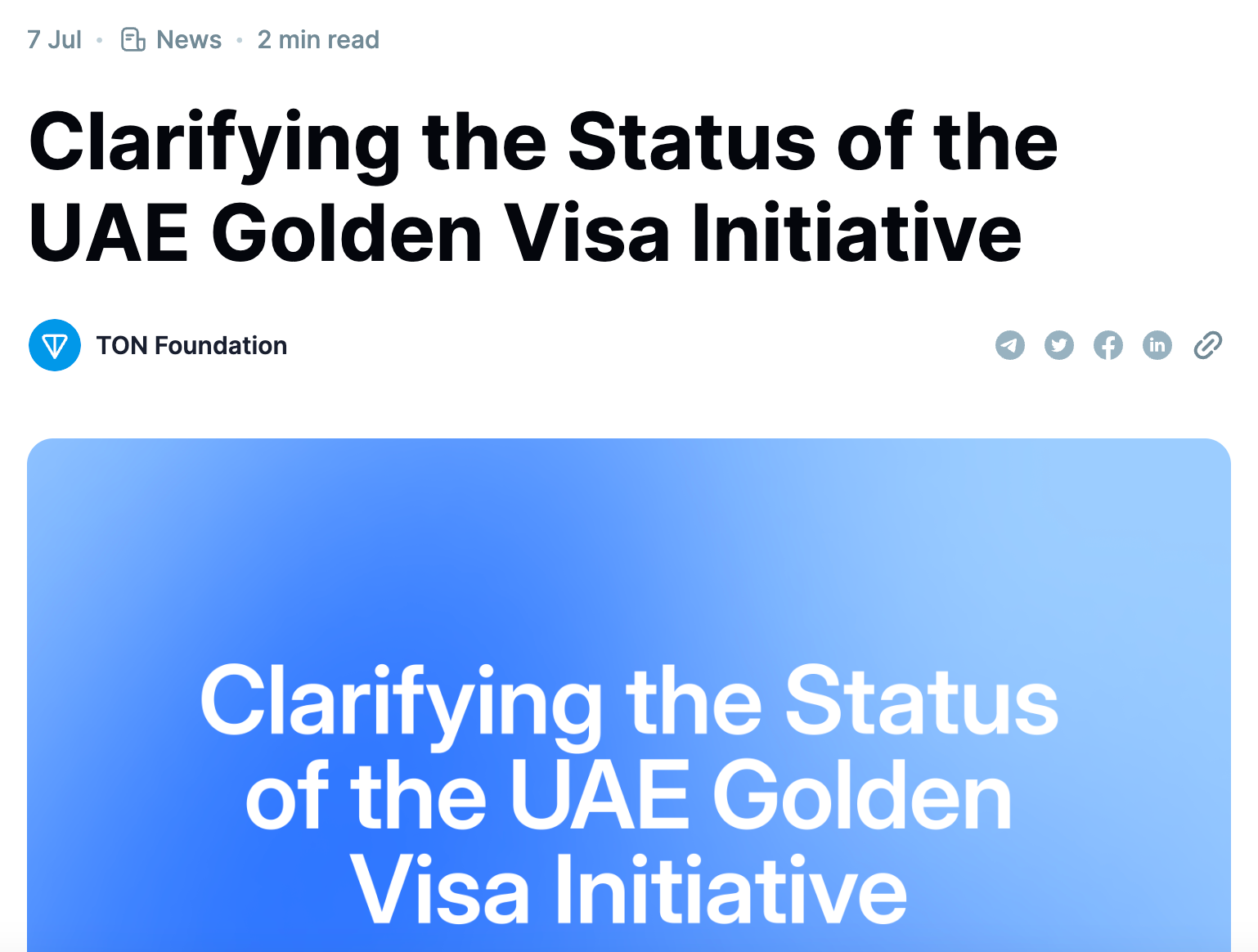 Фонд TON уточнил детали программы Golden Visa в ОАЭ