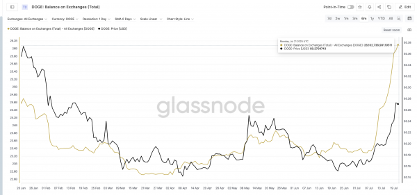 Dogecoin (DOGE) стоимостью $7 млрд оказались на биржах