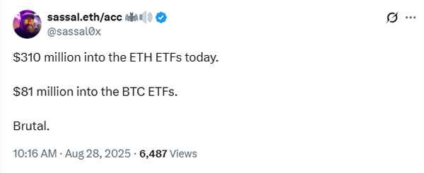 Ethereum ETF за 5 дней привлекли в 10 раз больше средств, чем Bitcoin ETF