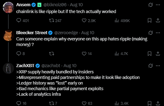 ZachXBT объясняет, почему Ripple сталкивается с недоверием пользователей, несмотря на недавние победы в судебных процессах