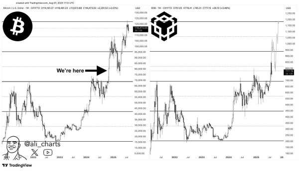 Биржевой токен Binance Coin (BNB) стремится к отметке $1 200