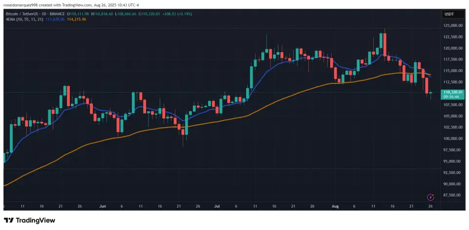 Рыночный курс биткоина рухнул ниже $110 000